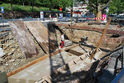 Hochwasserschutz Sonnenberg (Bauabschnitt 2, Juli 2014), Arbeiten für den Entlastungskanal unter dem Hofgartenplatz.