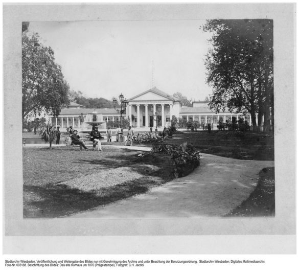 Bowling Green vor dem alten Kurhaus, um 1870