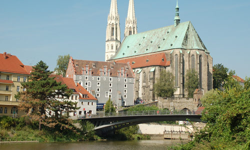Historic city bridge and church