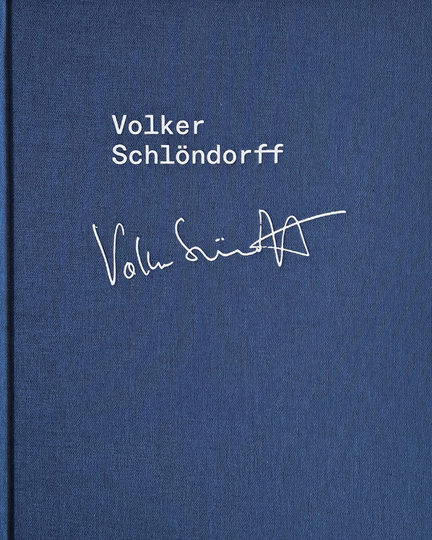 Blaues COver mit Aufschrift Volker Schlöndorff in Druck- und Schreibschrif