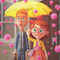 Zeichentrick: Mann und Frau unterm Regenschirm
