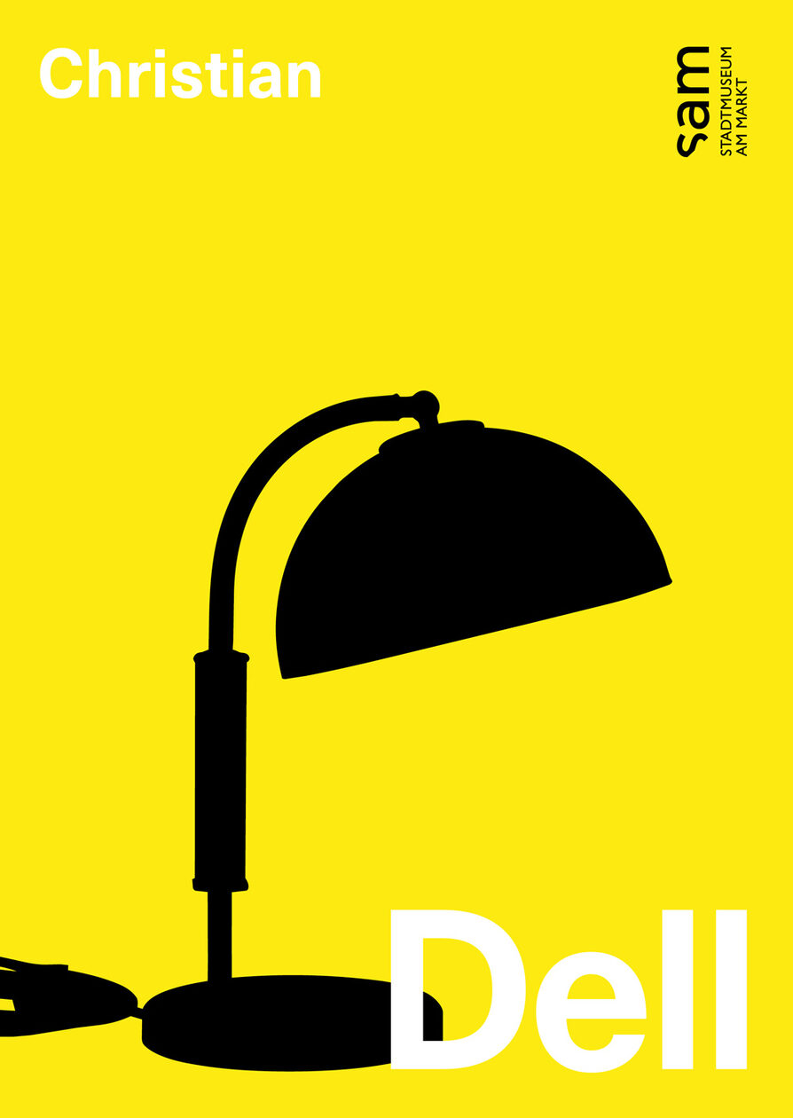 Schwarze Lampe auf gelbem Grund