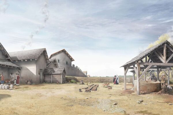 Dessin d'un village romain