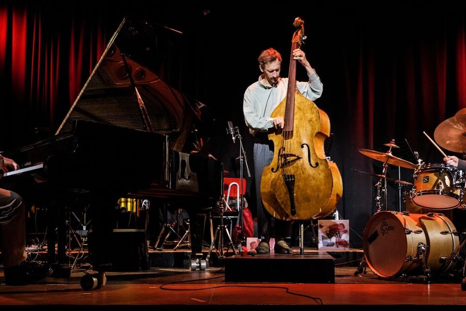 Kontrabassist auf Bühne