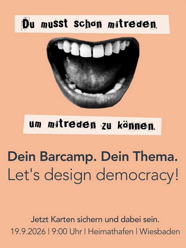 Poster: Dil ve dişlerle açık ağız ve sloganlar