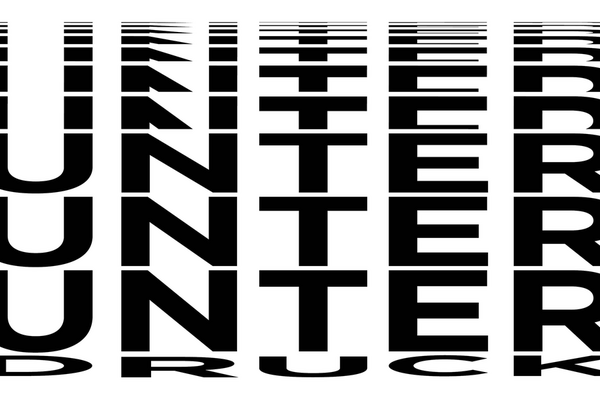 Keyvisual UNter Druck. Schwarze Schift auf weißem Grund