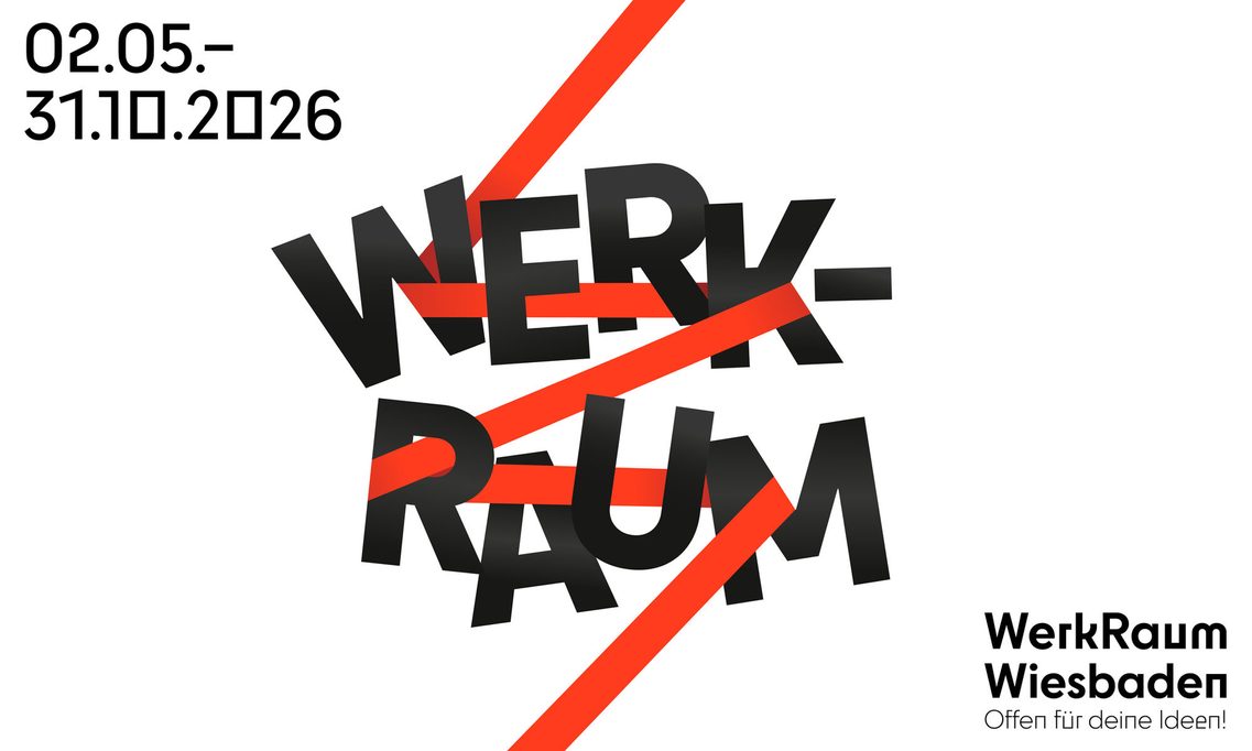 Ein Bild von einem Plakat, das Buchstaben die von einem roten Band zusammengehalten werden zeigt.
