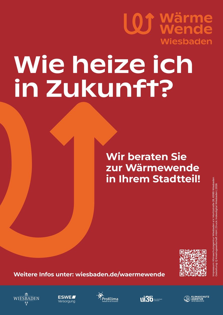 Ein Plakat, das eine Verantaltung zum Heizen in der Zukunft ankündigt.