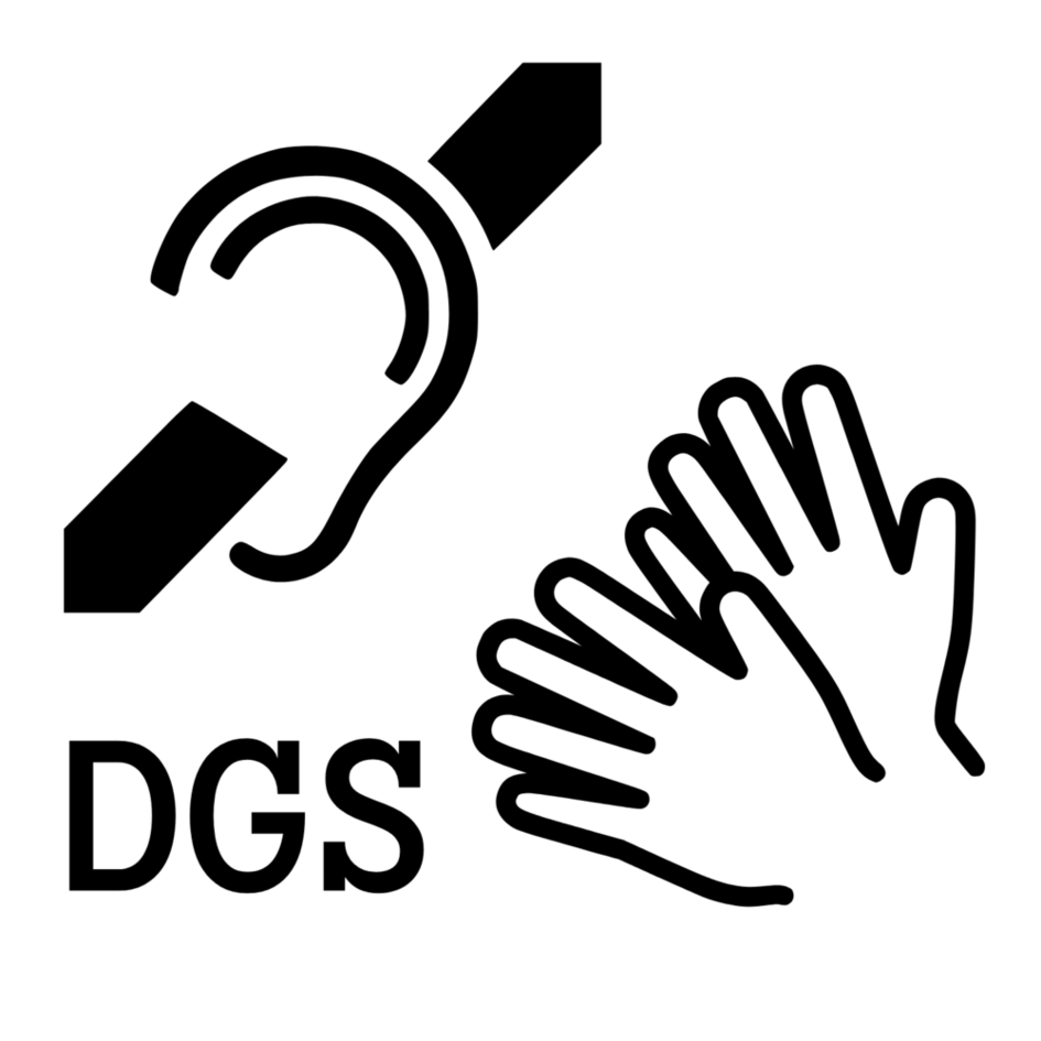 Das Bild zeigt Icons zu DGS & Gebärdensprache