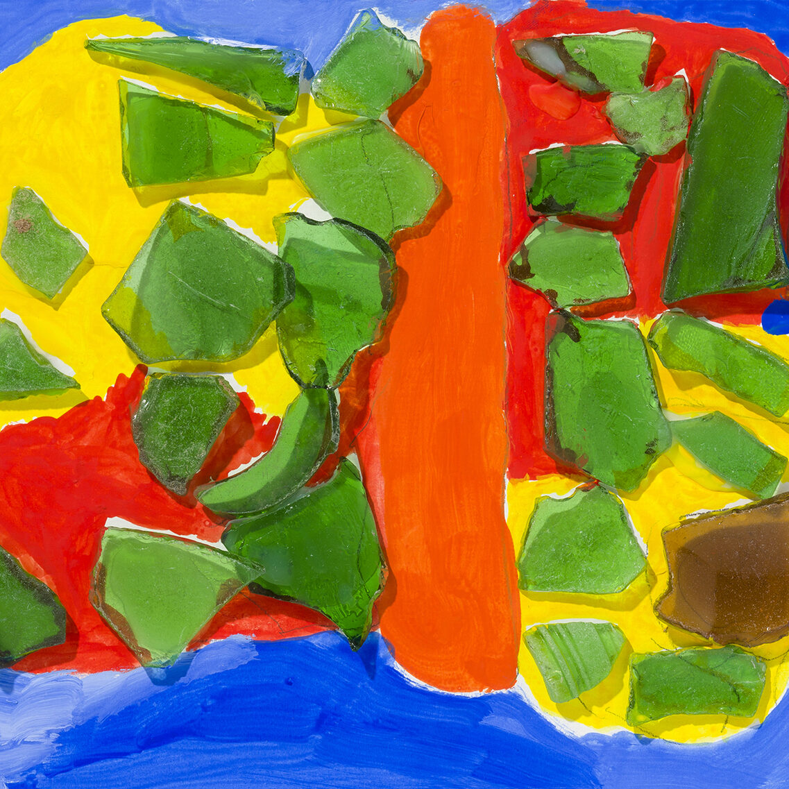 Collage mit Glasscherben