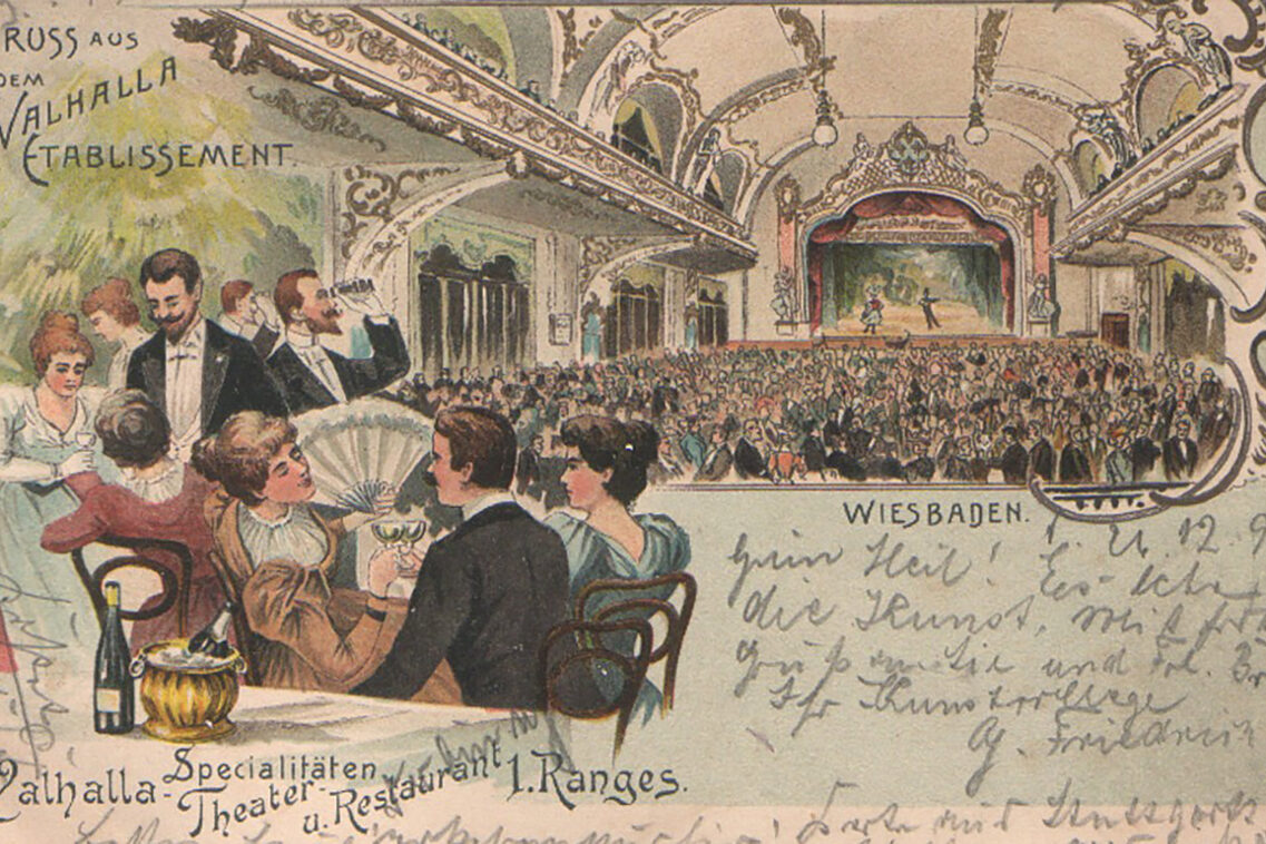 Historische Postkarte des Walhalla.