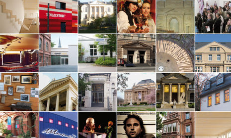 Collage mit zahlreichen Ausschnitten von Wiesbadener Kultureinrichtungen.