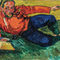 Gemälde Selbstporträt Pechstein mit Pfeife