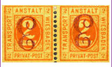 Marke K 12 - Ausgegeben von der Wiesbadener Privat-Post im Juli 1887