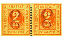 Marke K 12 - Ausgegeben von der Wiesbadener Privat-Post im Juli 1887