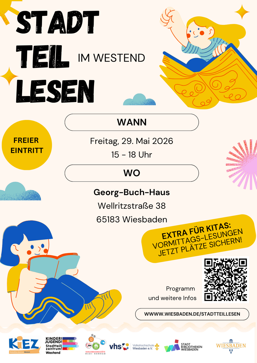 Westend'deki "StadtteilLesen" okuma festivali için afiş.