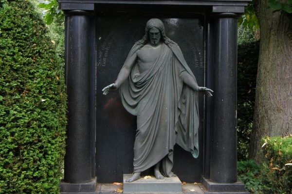 Gravesite with statue
