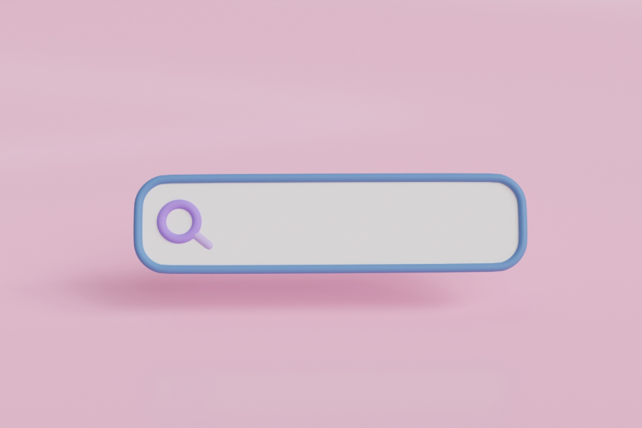 Suchfeld einer Suchmaschine auf rosa Hintergrund