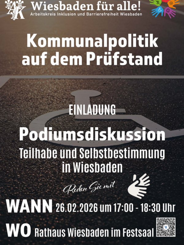 Plakat mit Slogan: Kommunalpolitik auf dem Prüfstand