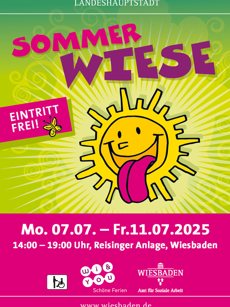 Flyer Sommerwiese mit lachender Sonne