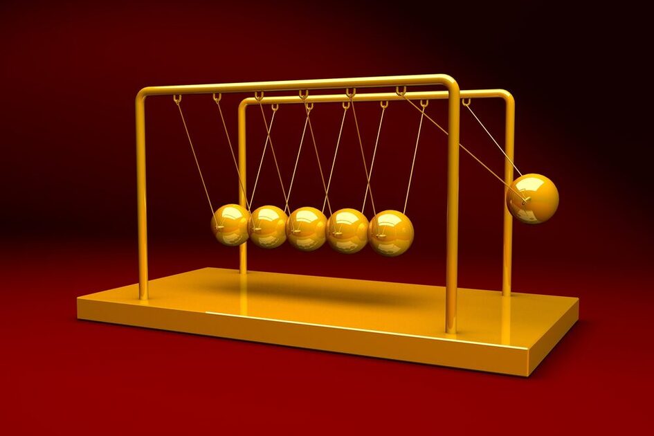 Kugeln, welche aneinander schlagen