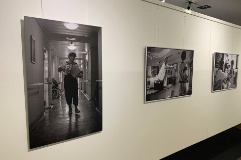 View of the exhibition with photos
