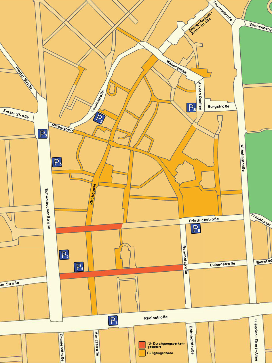 Übersichtskarte der Motorradstellplätze in Wiesbaden