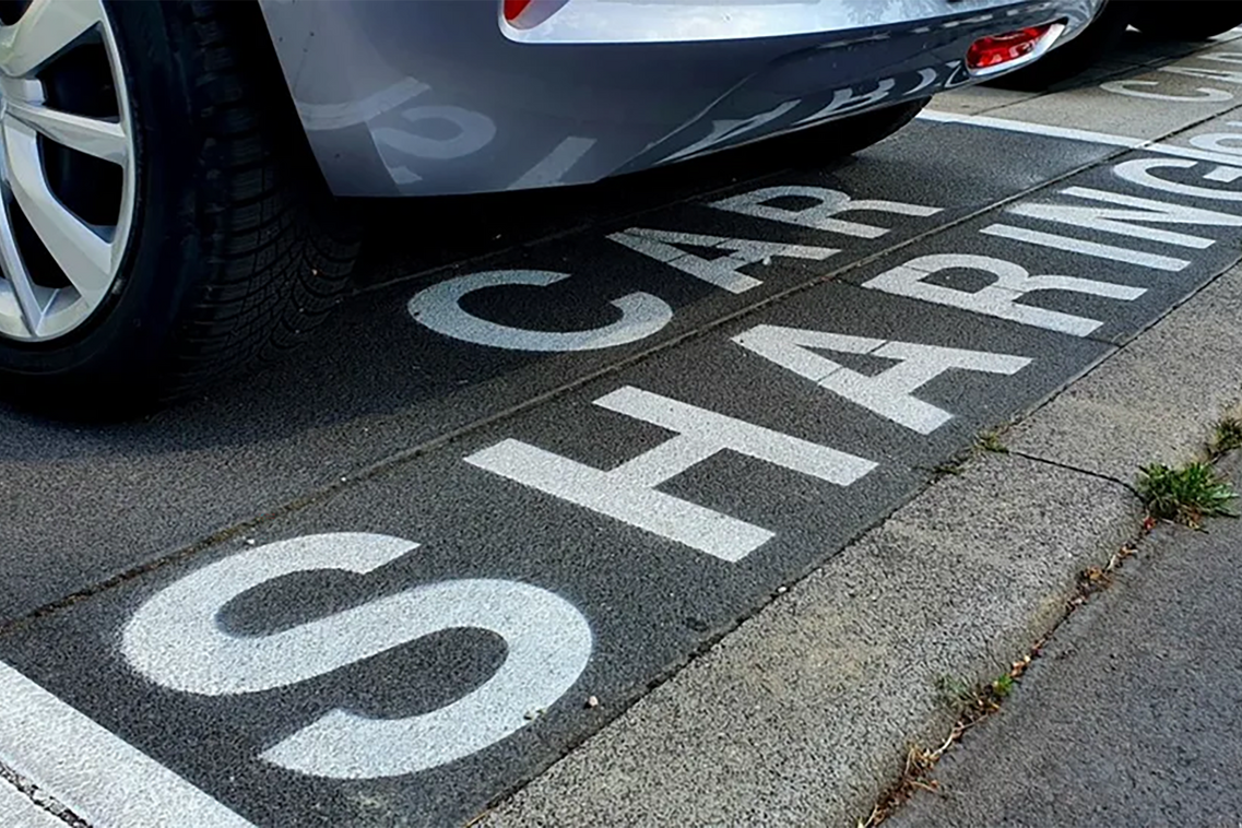 A car in a Car-Sharing parking lot