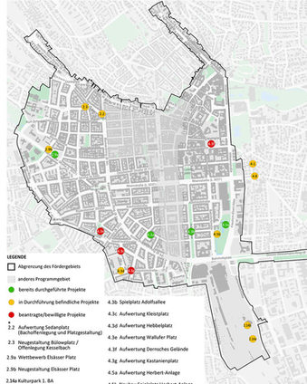 Karte Fördergebietsgrenzen Wiesbaden Innenstadt + Süd