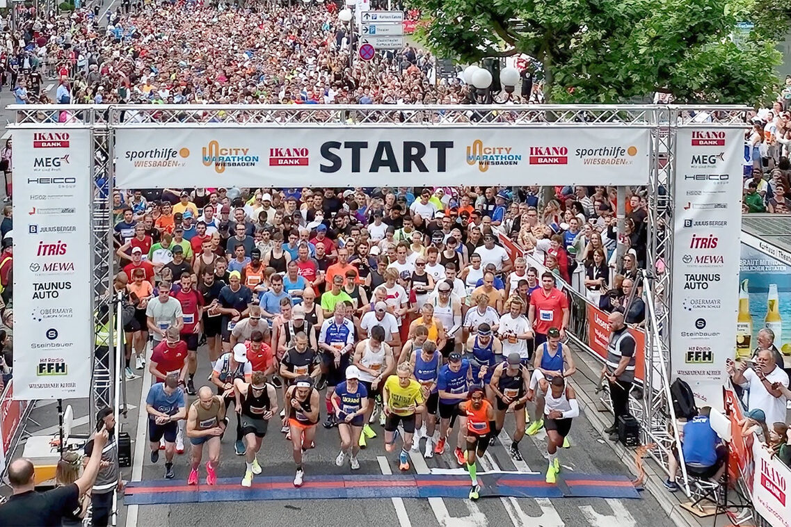 Runners at the start of the City Marathon.