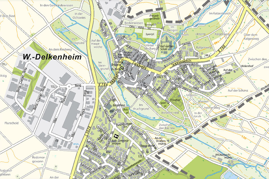 Kartenausschnitt Wiesbaden-Delkenheim