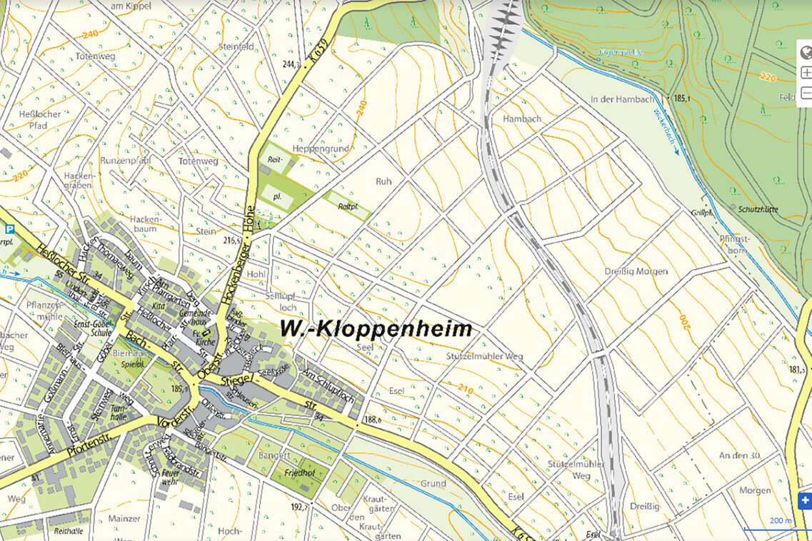 Kartenausschnitt Kloppenheim