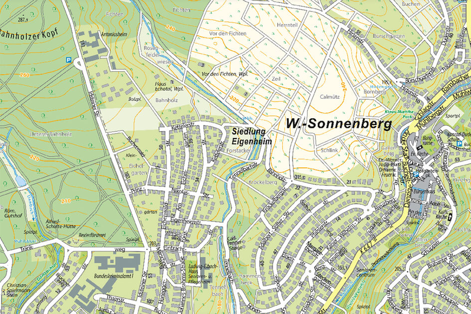 Kartenausschnitt Sonnenberg.