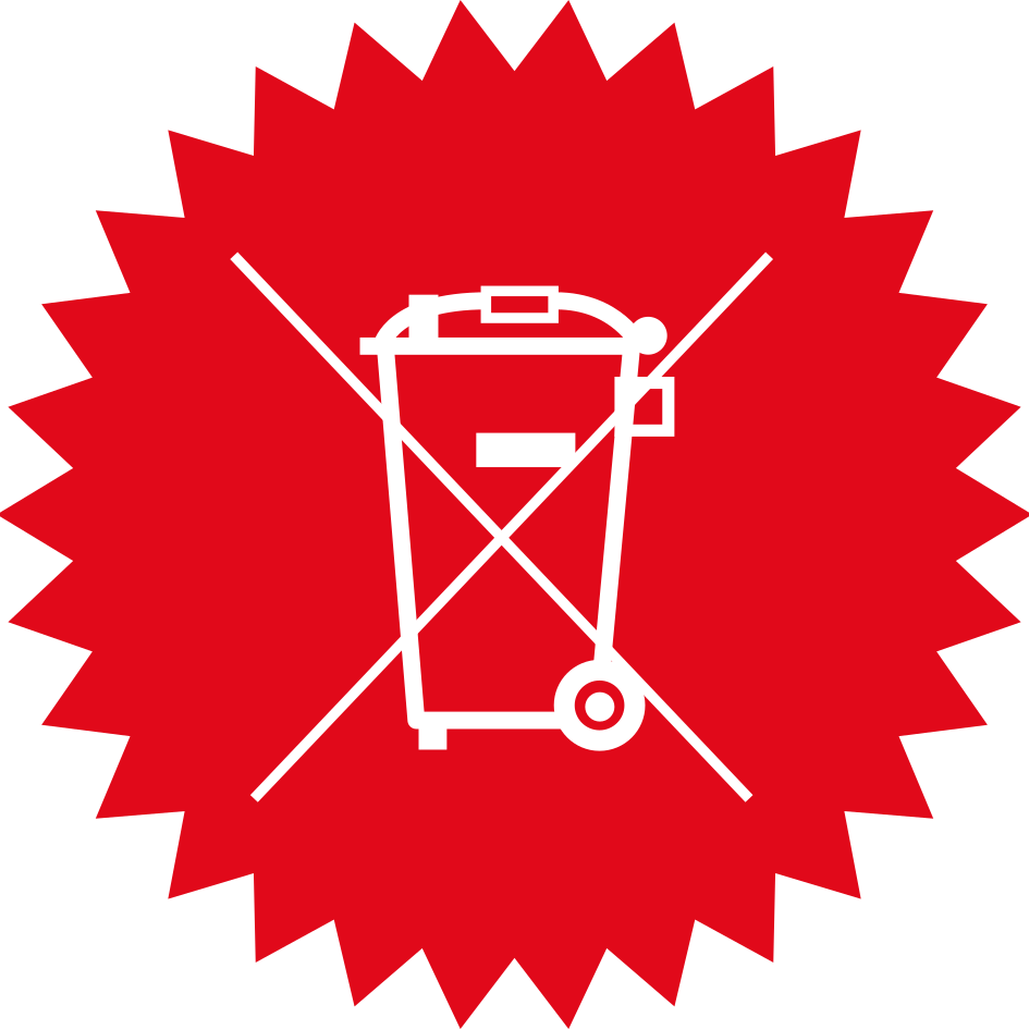 durchgestrichene Restmülltonne in einem gezackten Roten Kreis
