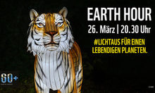 Earth Hour Wiesbaden 2022: Gezeichneter Tiger wirbt für Earth Hour 2022.