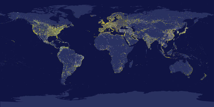 Stadtlichtkarte der Erde