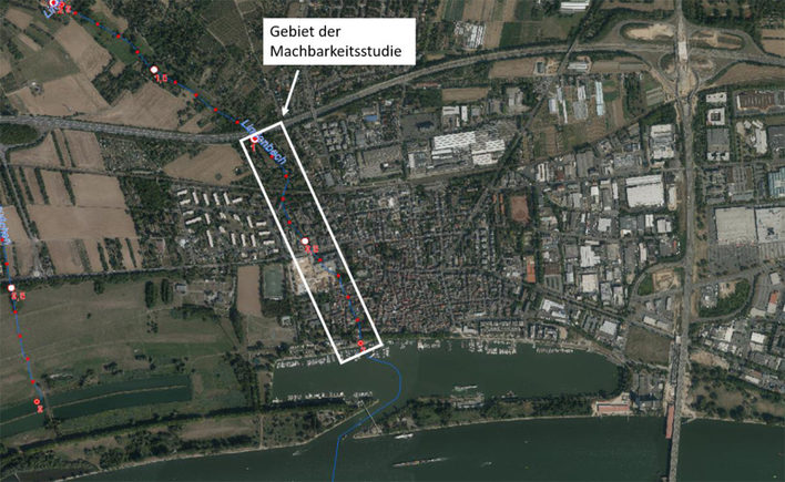 Lage des Projektgebiets zur Umgestaltung des Absturzes in Schierstein