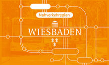 Zeichnung Nahverkehrsplan Wiesbaden - Weiße Linien auf orangefarbenen Hint
