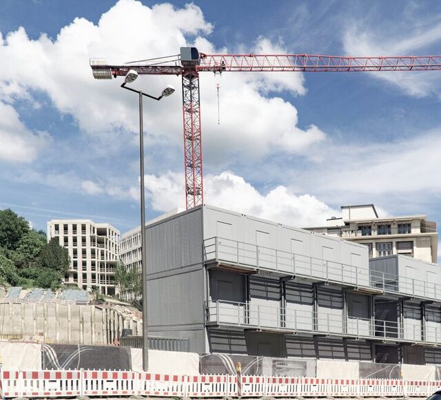 Container,On,Construction,Site,In,Wiesbaden,Germany,City