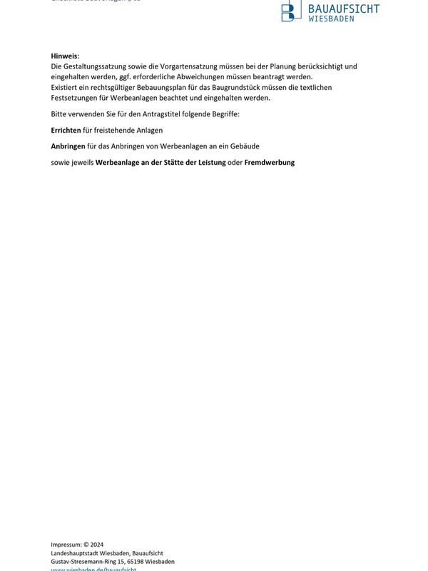 Vorschau Checkliste Bauantrag Werbeanlagen Seite 2