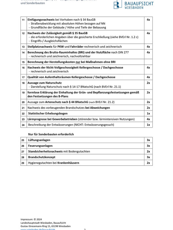Vorschau Checkliste Baugenehmigungsverfahren Sonderbauten Seite 2