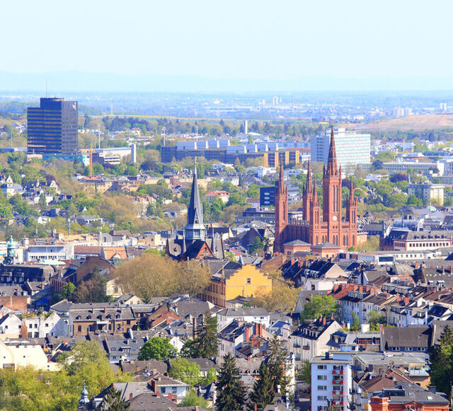 Wiesbaden, Deutschland, Blick vom Neroberg auf Wiesbaden