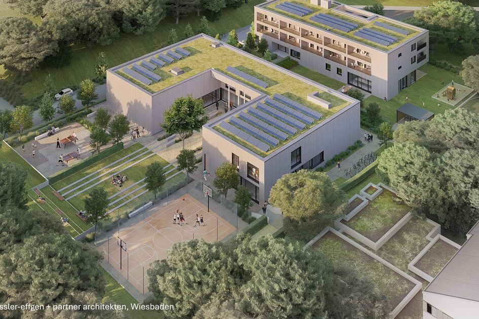 Gebäudeentwurf mit Begrünung