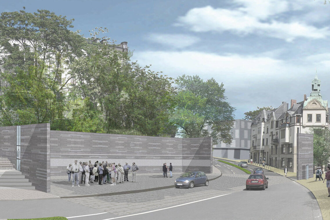 Illustration "Ansicht der Gdenkstätte aus Westen"