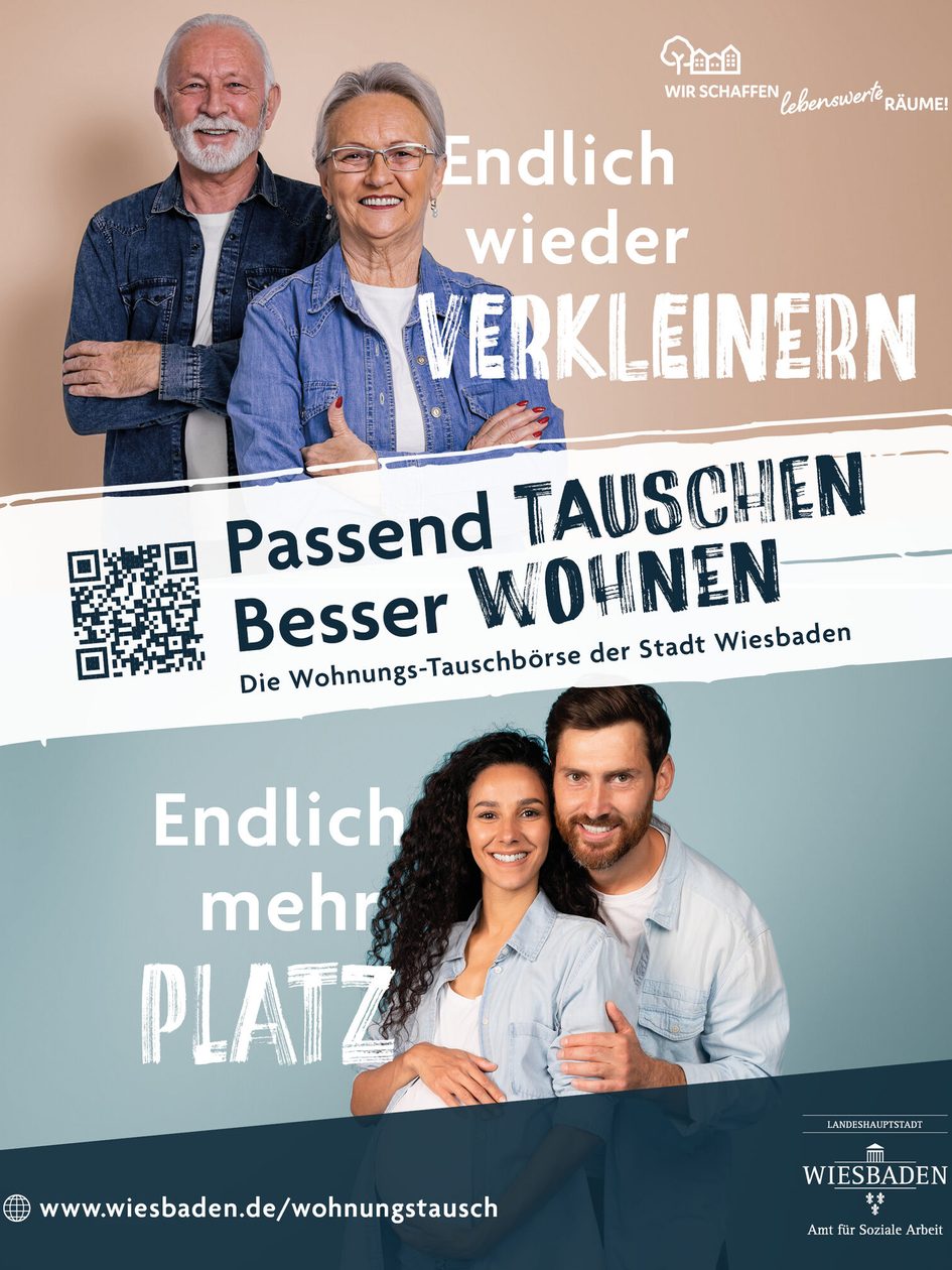Personen auf Plakat mit Text