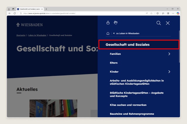 Foto der Webseite Wiesbaden.de Kategorie Gesellschaft und Soziales