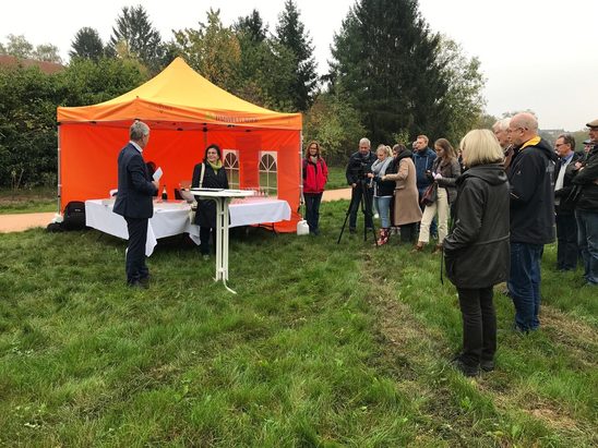 Bachumlenkung des Wellritzbaches mit Umweltdezernent Andreas Kowol am 24. Oktober 2019