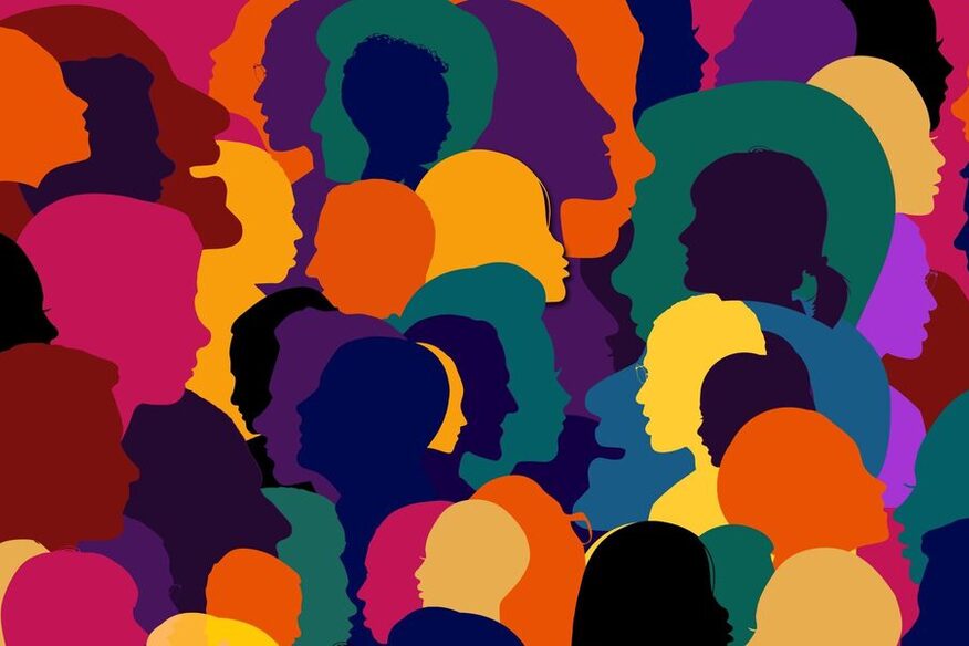 Viele bunte Menschnköpfe.