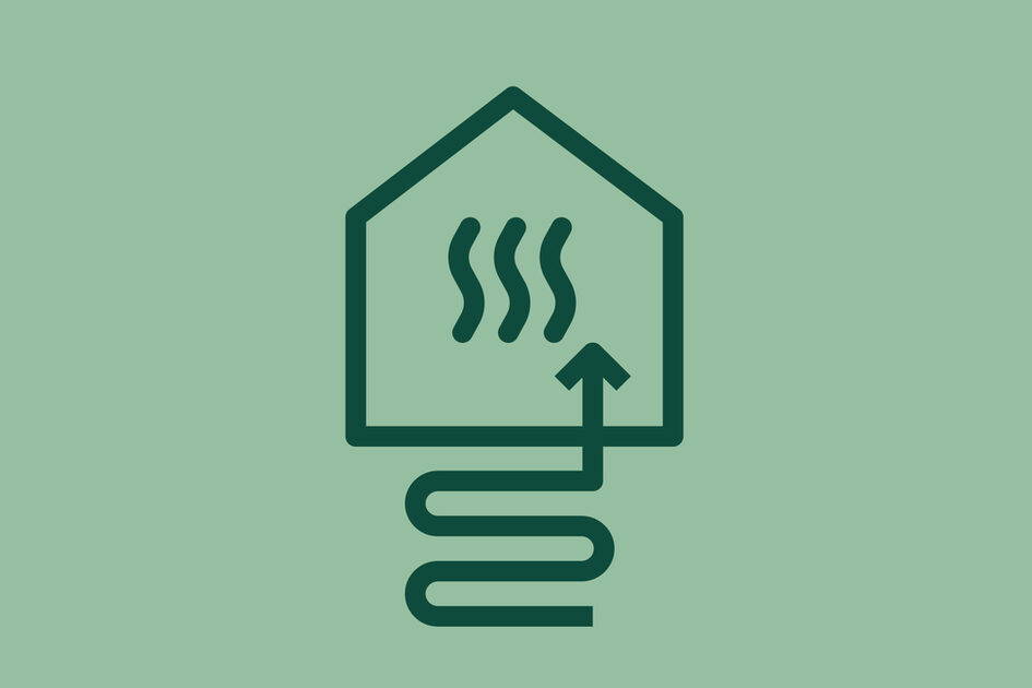Rappresentazione grafica di una casa con un tubo di teleriscaldamento