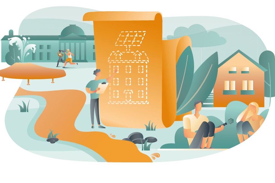 Графика с план на къща, на която ще се монтира слънчева система